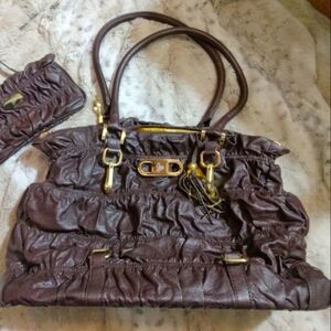 JM Collection Ladies Converter Brown Purse with wristlet NWOT